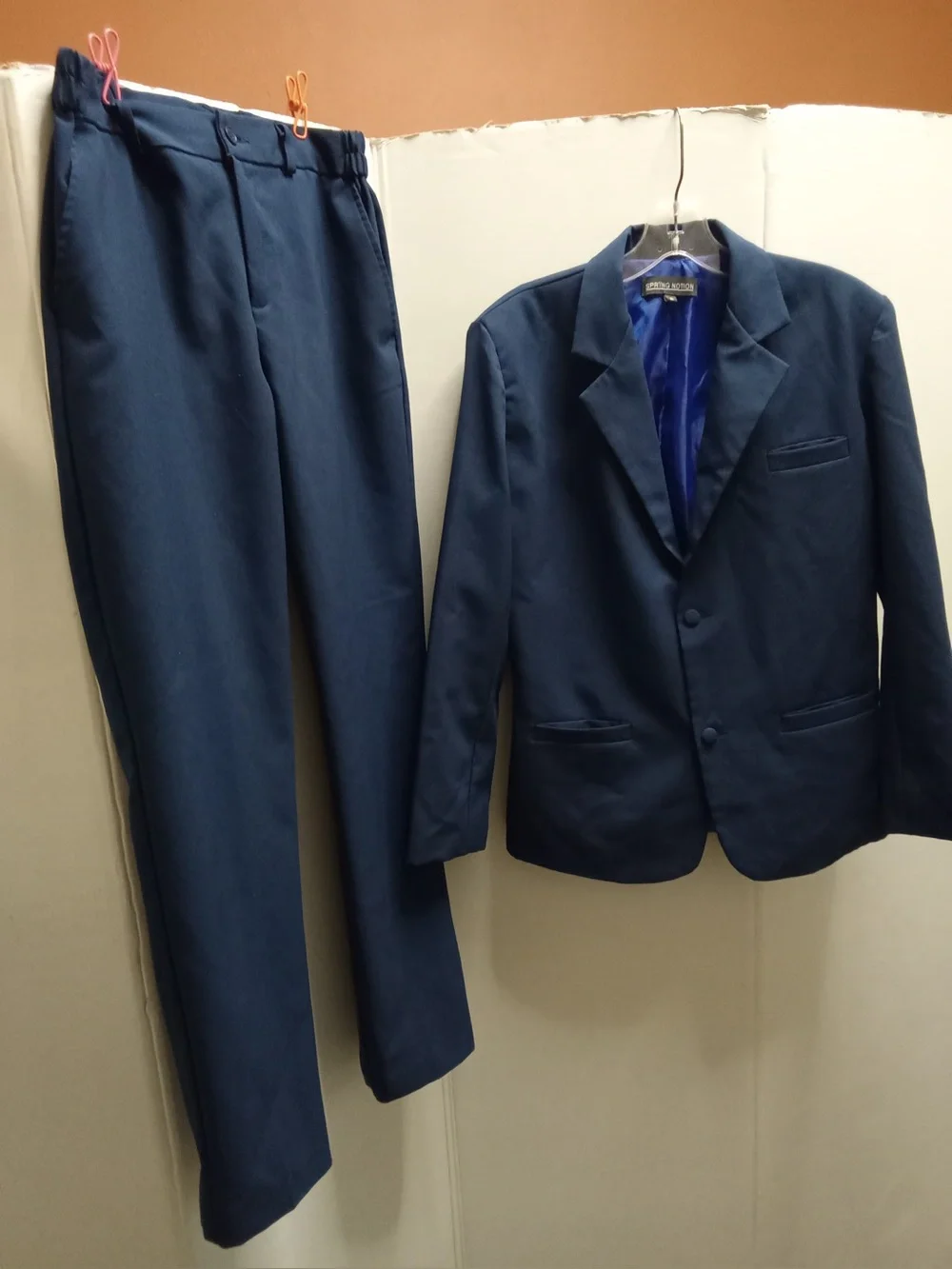 Spring Notion Boys Navy Blue 2 Piece Suit Set Size 16 Jacket Pants B7